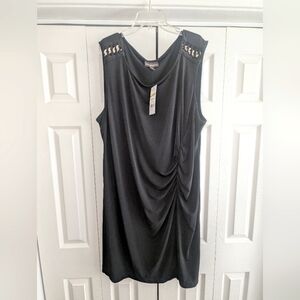 Dana Buchman Black Sleeveless Dress with Studded Shoulders